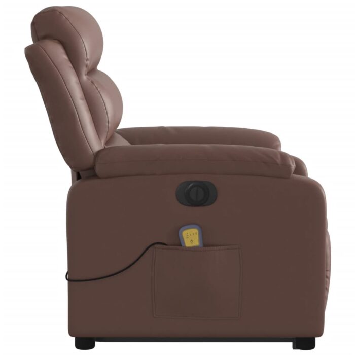Fauteuil inclinable de massage électrique marron similicuir – Image 7