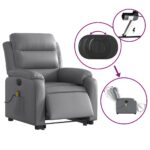 Fauteuil inclinable de massage électrique gris similicuir – Image 3