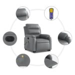 Fauteuil inclinable de massage électrique gris similicuir – Image 5