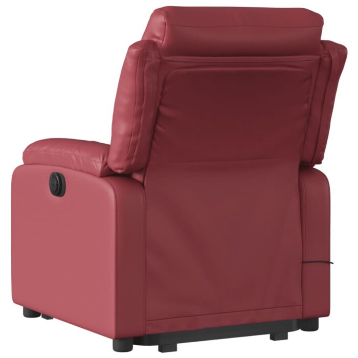 Fauteuil inclinable de massage électrique rouge bordeaux – Image 2