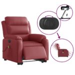 Fauteuil inclinable de massage électrique rouge bordeaux – Image 3