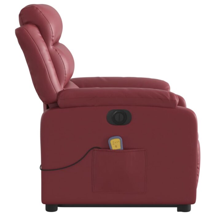 Fauteuil inclinable de massage électrique rouge bordeaux – Image 7