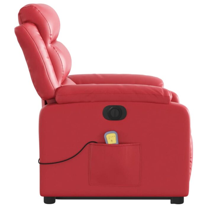 Fauteuil inclinable de massage électrique rouge similicuir – Image 7