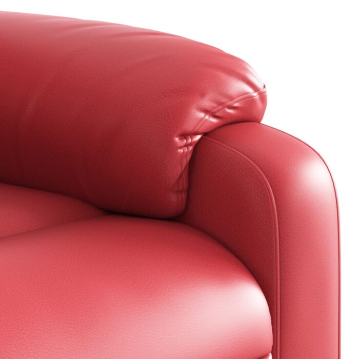 Fauteuil inclinable de massage électrique rouge similicuir – Image 9