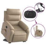Fauteuil inclinable de massage électrique cappuccino similicuir – Image 8
