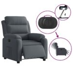 Fauteuil inclinable électrique Gris foncé Velours – Image 3