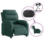 Fauteuil inclinable électrique vert foncé velours – Image 3