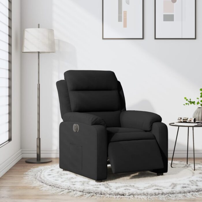 Fauteuil inclinable électrique noir velours – Image 12