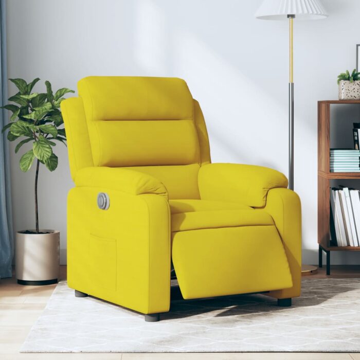 Fauteuil inclinable électrique jaune velours – Image 1