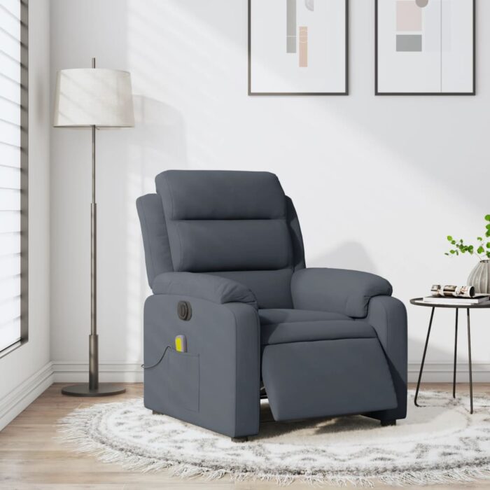 Fauteuil inclinable de massage électrique gris foncé velours – Image 12
