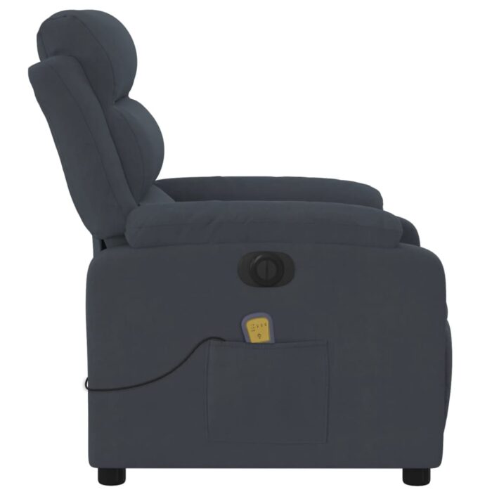 Fauteuil inclinable de massage électrique gris foncé velours – Image 7