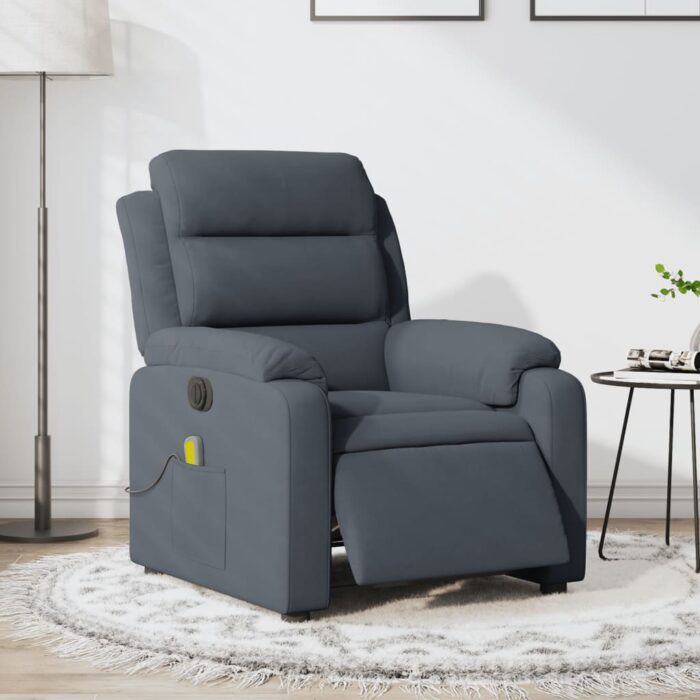 Fauteuil inclinable de massage électrique gris foncé velours – Image 1