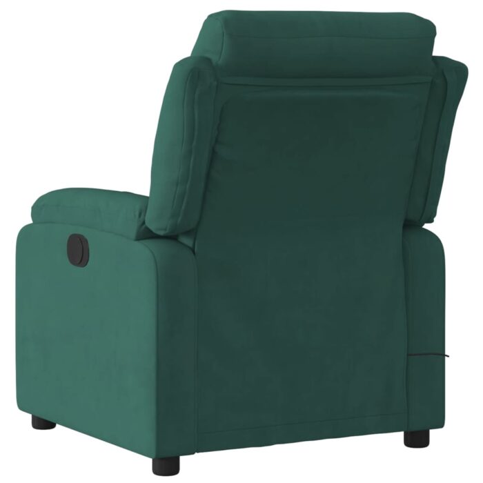 Fauteuil inclinable de massage électrique vert foncé velours – Image 2