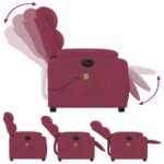 Fauteuil inclinable massage électrique rouge bordeaux velours – Image 4