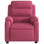 Fauteuil inclinable massage électrique rouge bordeaux velours – Image 6