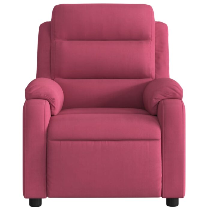 Fauteuil inclinable massage électrique rouge bordeaux velours – Image 6