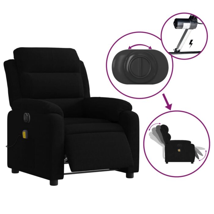 Fauteuil inclinable de massage électrique noir velours – Image 3