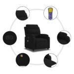 Fauteuil inclinable de massage électrique noir velours – Image 5