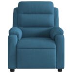Fauteuil inclinable de massage électrique bleu velours – Image 6