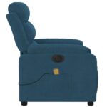 Fauteuil inclinable de massage électrique bleu velours – Image 7