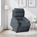Fauteuil inclinable Gris foncé Velours – Image 12