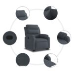 Fauteuil inclinable Gris foncé Velours – Image 5