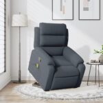 Fauteuil de massage inclinable Gris foncé Velours – Image 12
