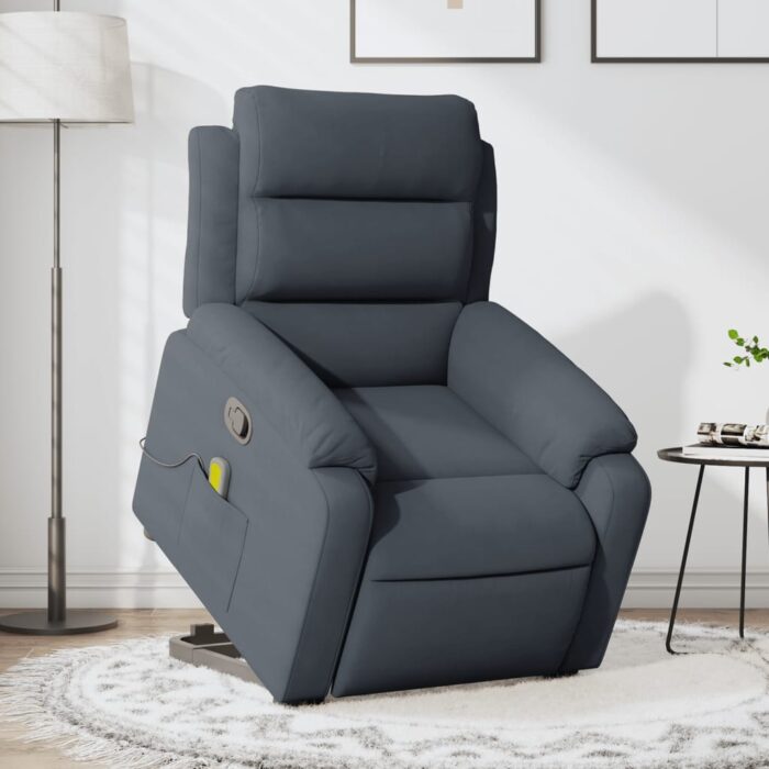 Fauteuil de massage inclinable Gris foncé Velours – Image 1