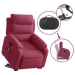 Fauteuil de massage inclinable Rouge bordeaux Velours – Image 3