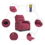 Fauteuil de massage inclinable Rouge bordeaux Velours – Image 5