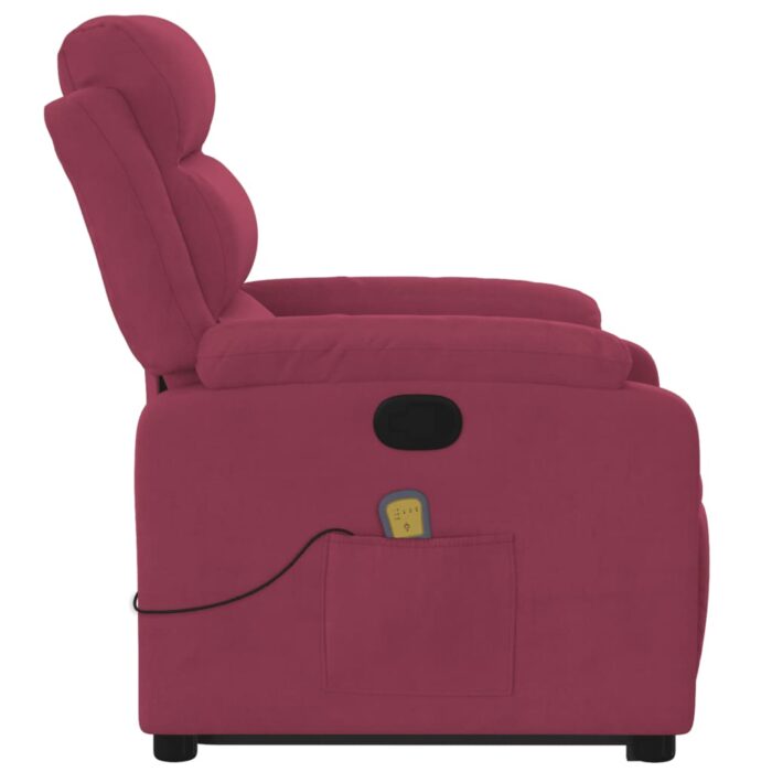 Fauteuil de massage inclinable Rouge bordeaux Velours – Image 7