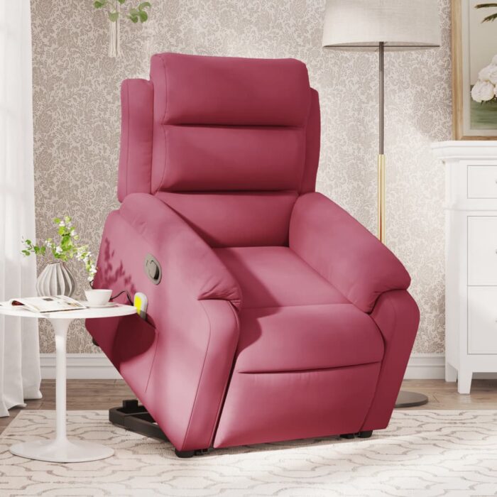 Fauteuil de massage inclinable Rouge bordeaux Velours – Image 1