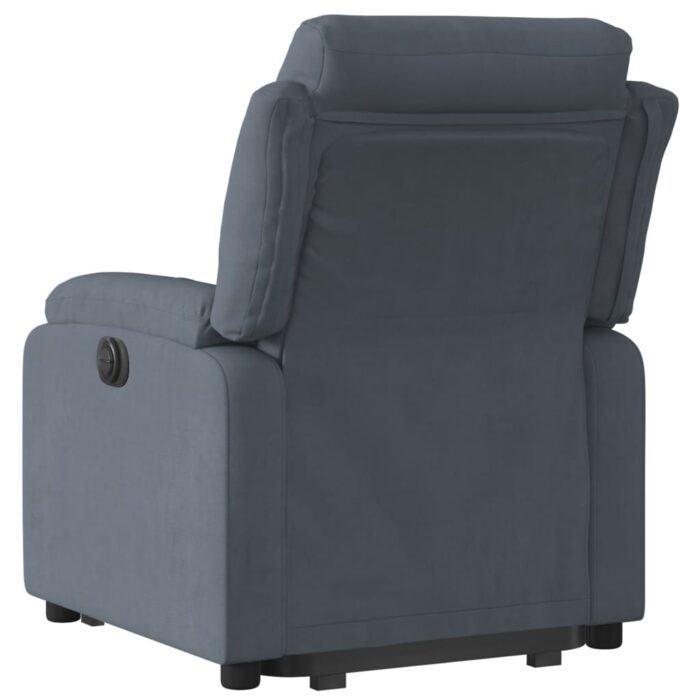 Fauteuil inclinable électrique gris foncé velours – Image 2