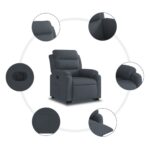 Fauteuil inclinable électrique gris foncé velours – Image 5