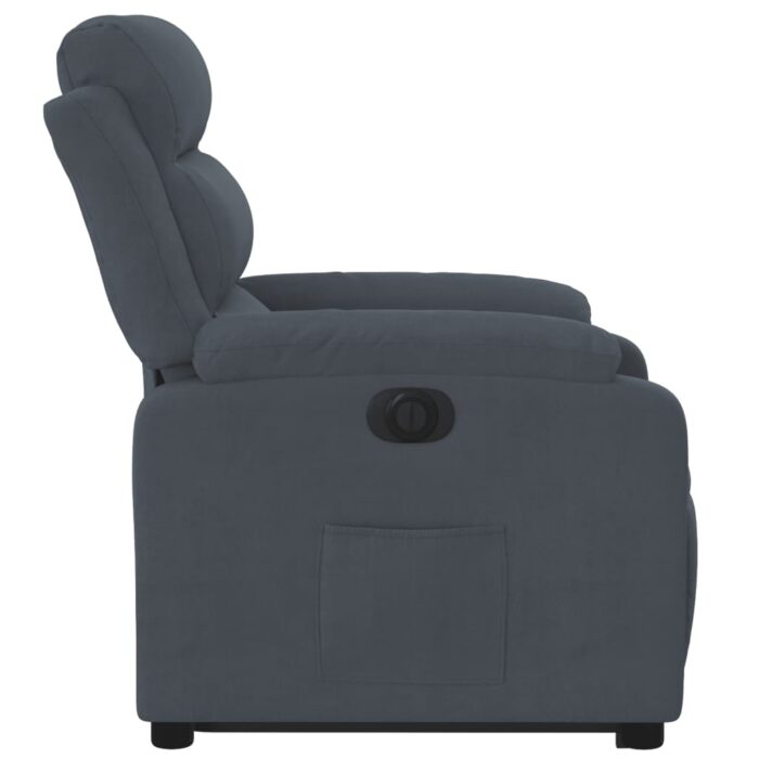 Fauteuil inclinable électrique gris foncé velours – Image 7