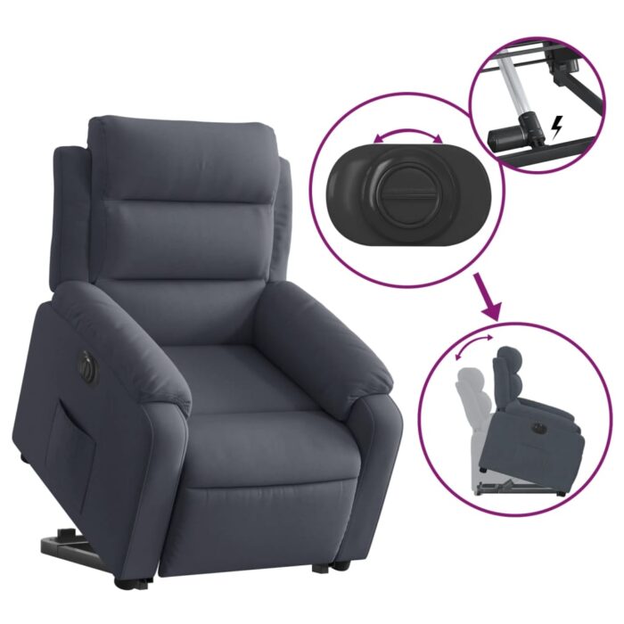 Fauteuil inclinable électrique gris foncé velours – Image 8