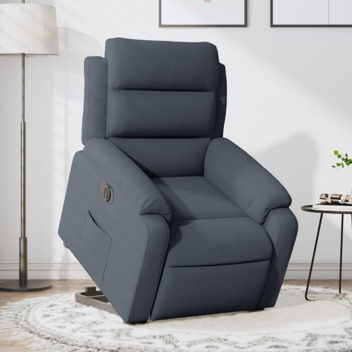 Fauteuil inclinable électrique gris foncé velours – Image 1