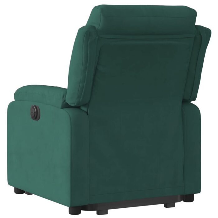 Fauteuil inclinable électrique vert foncé velours – Image 2