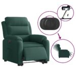 Fauteuil inclinable électrique vert foncé velours – Image 3