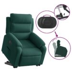 Fauteuil inclinable électrique vert foncé velours – Image 8