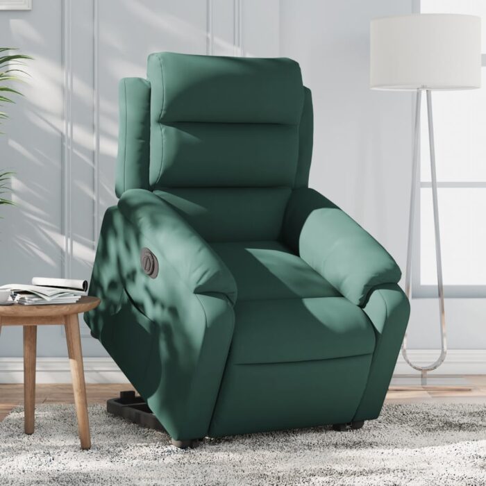 Fauteuil inclinable électrique vert foncé velours – Image 1