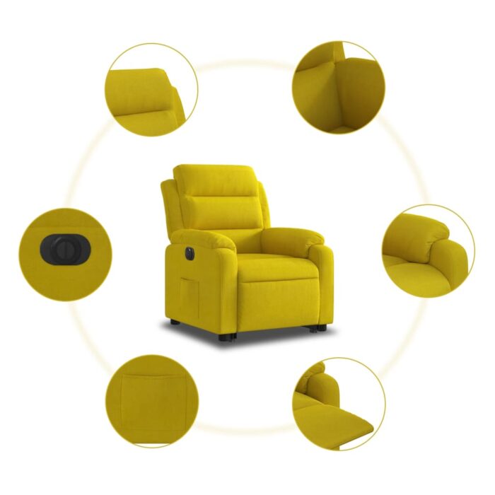 Fauteuil inclinable électrique jaune Velours – Image 5