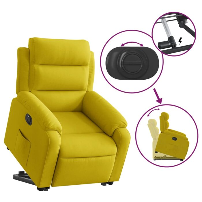 Fauteuil inclinable électrique jaune Velours – Image 8