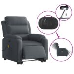 Fauteuil inclinable de massage électrique gris foncé velours – Image 3