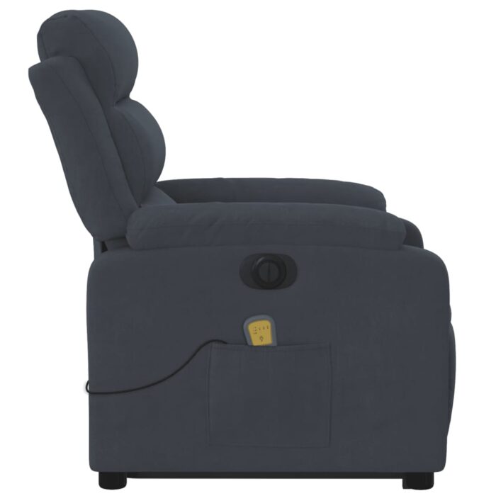 Fauteuil inclinable de massage électrique gris foncé velours – Image 7