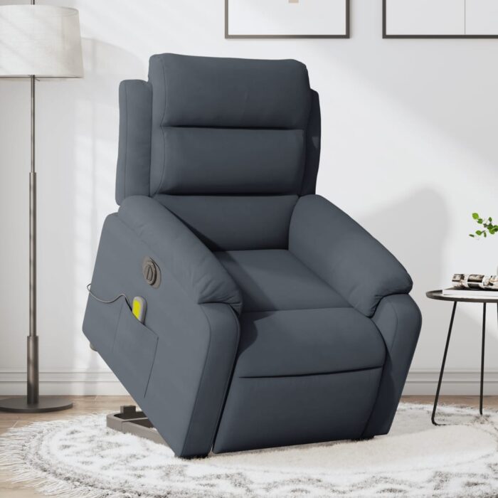 Fauteuil inclinable de massage électrique gris foncé velours – Image 1