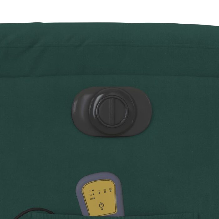 Fauteuil inclinable de massage électrique vert foncé velours – Image 10