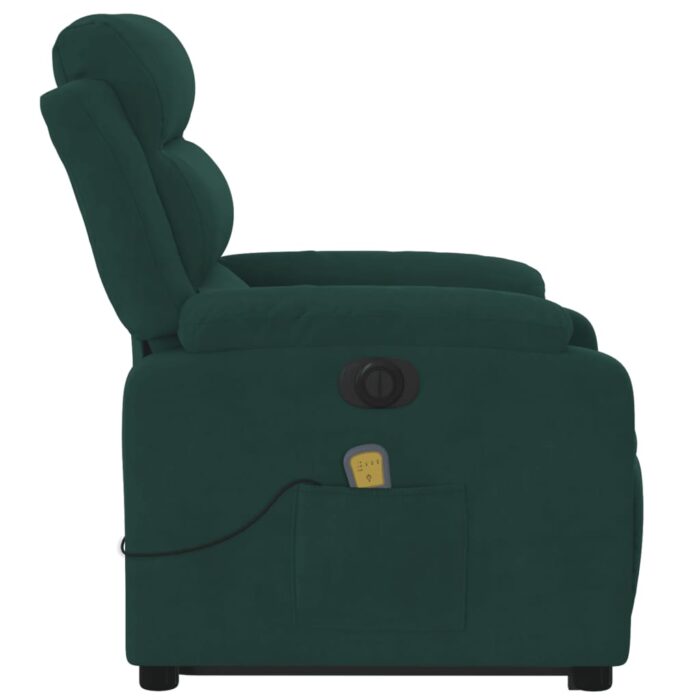 Fauteuil inclinable de massage électrique vert foncé velours – Image 7