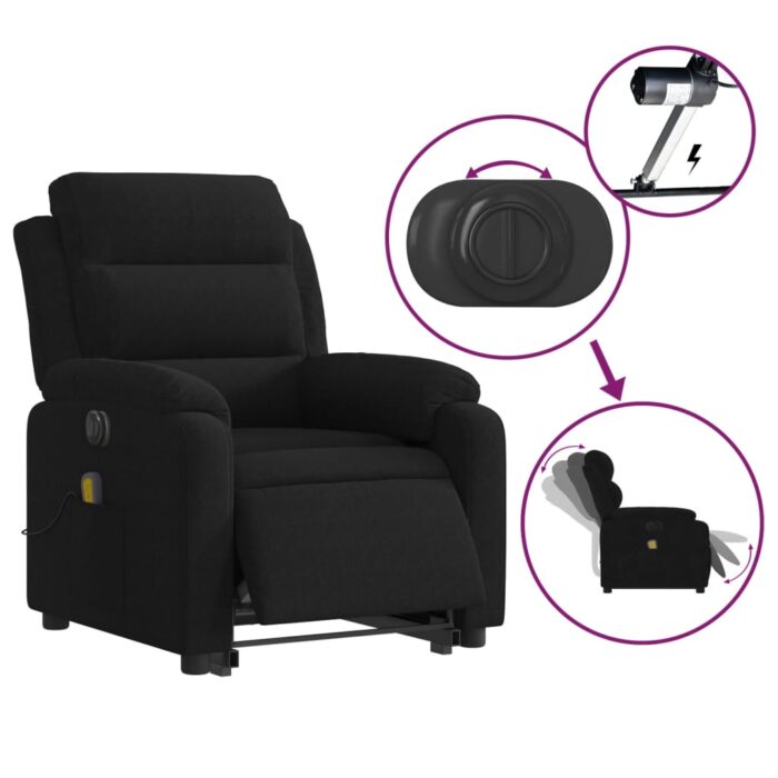 Fauteuil inclinable de massage électrique noir velours – Image 3