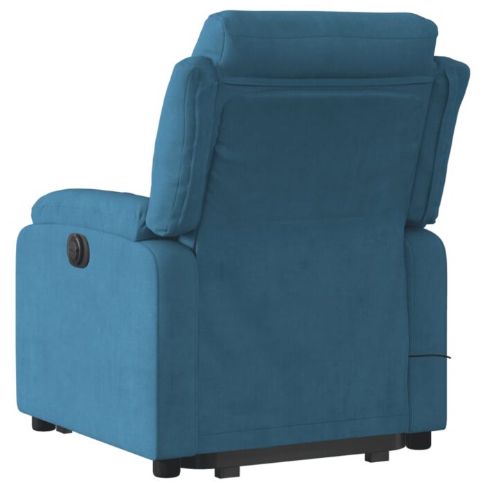 Fauteuil inclinable de massage électrique bleu velours – Image 2